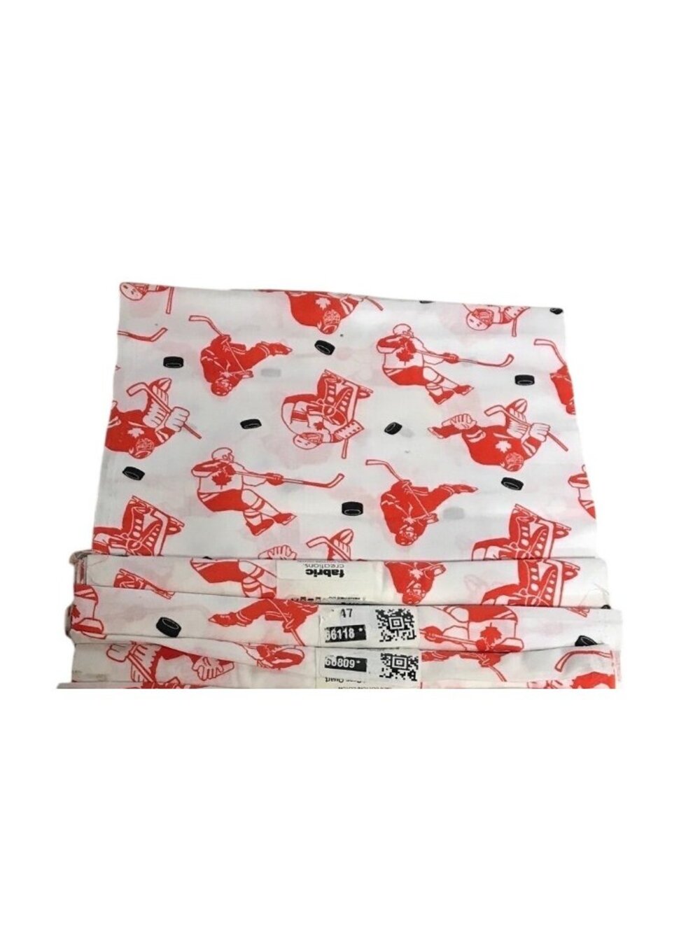 Hockey Themed Fabric Cotton Fat Quarter Lot of 4 Red White